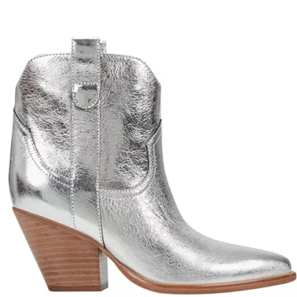 Marc Fisher LTD. Women's Marlie silver metallic cowgirl ankle boots
